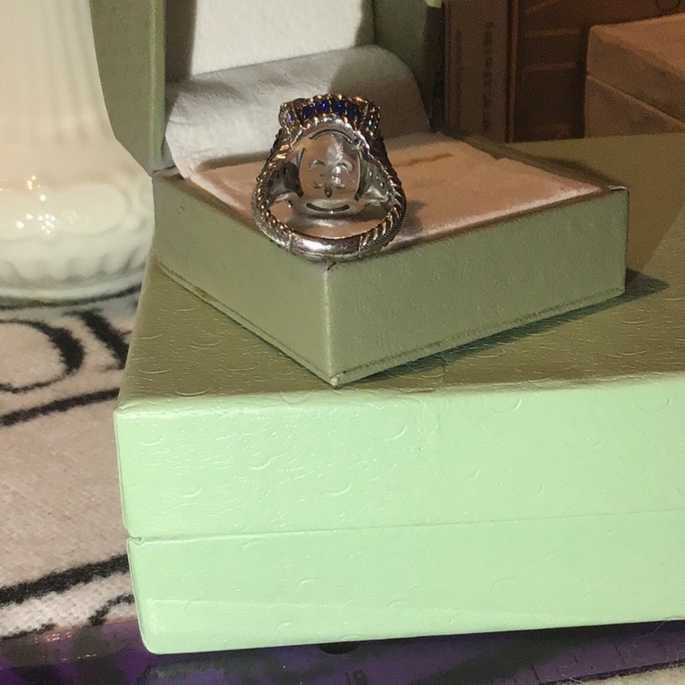 JUDITH RIPKA MONACO MOP DOUBLET W/SAPPHIRES RING - Picture 7 of 10